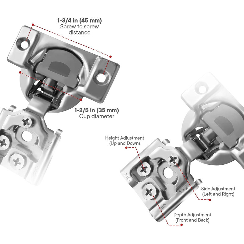 Berta 1/2 Inch  Overlay 105 Degree Soft Close Face Frame Concealed Hinges