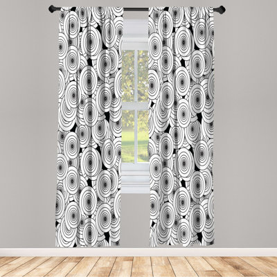 Microfiber Floral Semi-Sheer Rod Pocket Curtain Panels