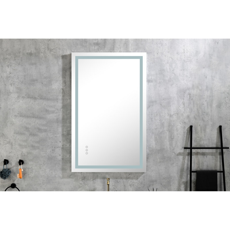 Miroir de salle de bain à DEL 40 po x 28 po - Brouillard, à intensité variable, 3 couleurs, à mémoire de forme, idéal pour les traitements de beauté