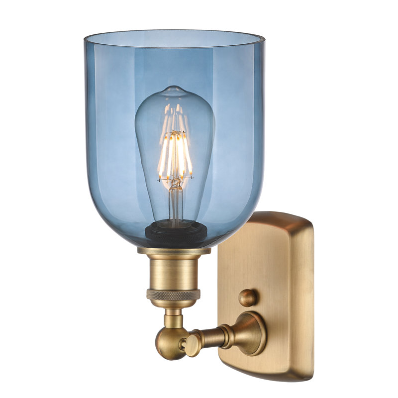 Anacaren Steel Armed Sconce, Princess Blue, Brushed Brass