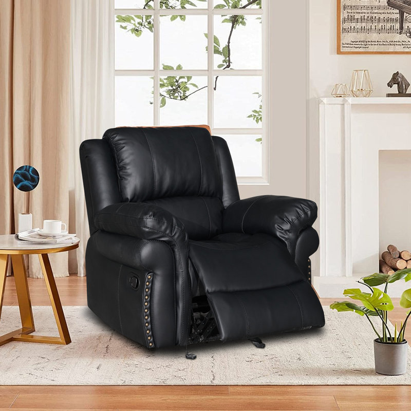 Bargesa Faux Leather Living Room Recliner, Black