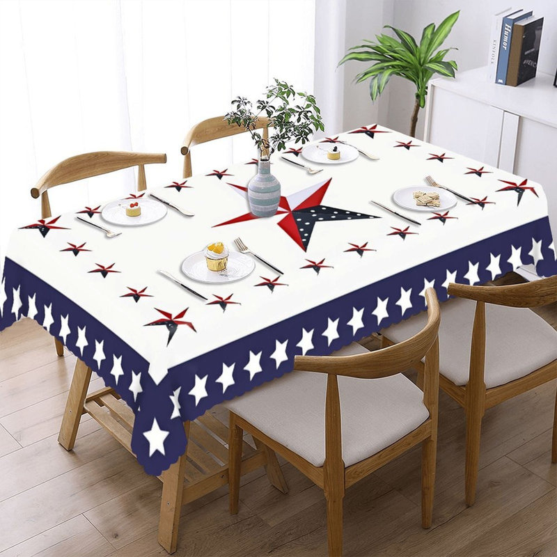 Couverture de table festonnée à bordure festonnée en forme d'étoile, 60 x 120 po, décoration pour la fête de l'Independance et le quotidien