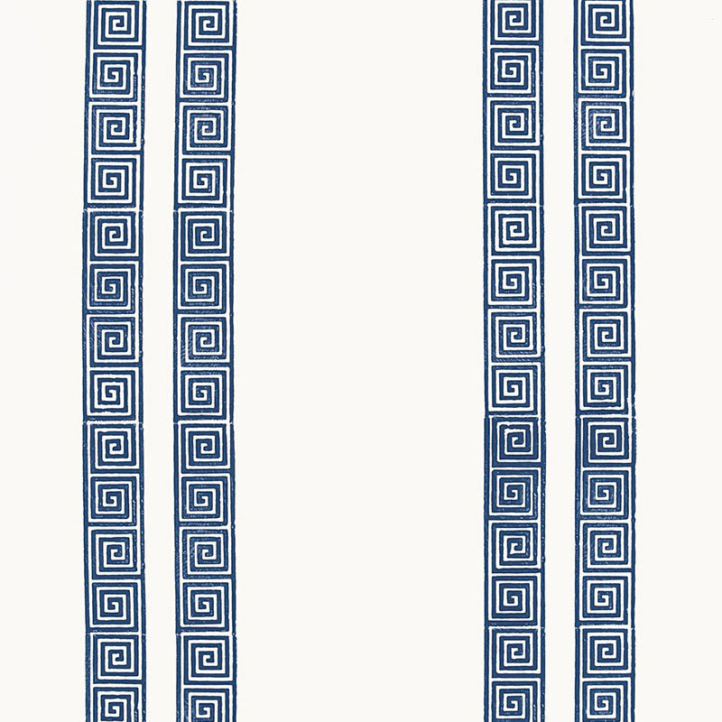 Papier peint à rayures Greek Key, Marine