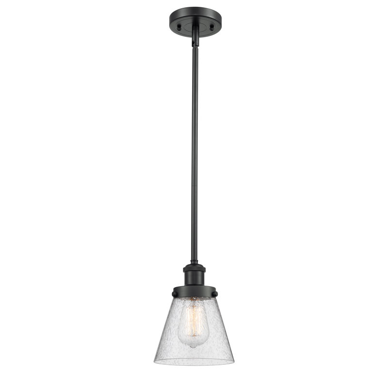 Mini-luminaire suspendu avec tige 6 po Ballston Urban Cone, Grainé, Noir mat, DEL