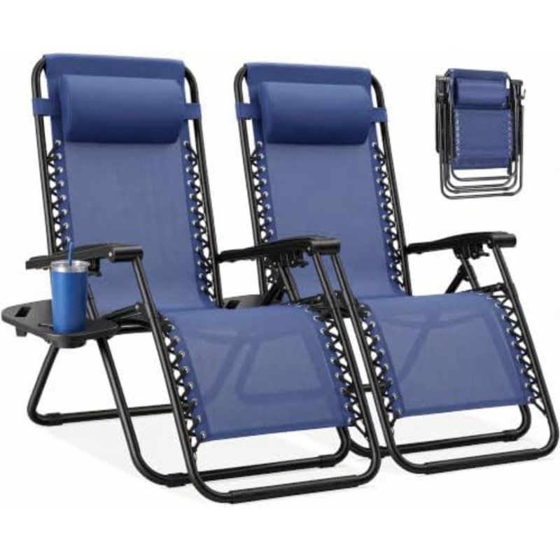 Ensemble de 2 fauteuils inclinables Zero Gravity, Bleu