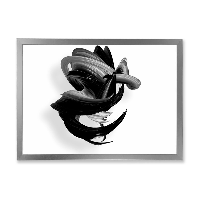 Noir et blanc torsadé, reproduction d'art sur toile, H 24 po x l 36 po x P 1 po, Cadre photo argenté