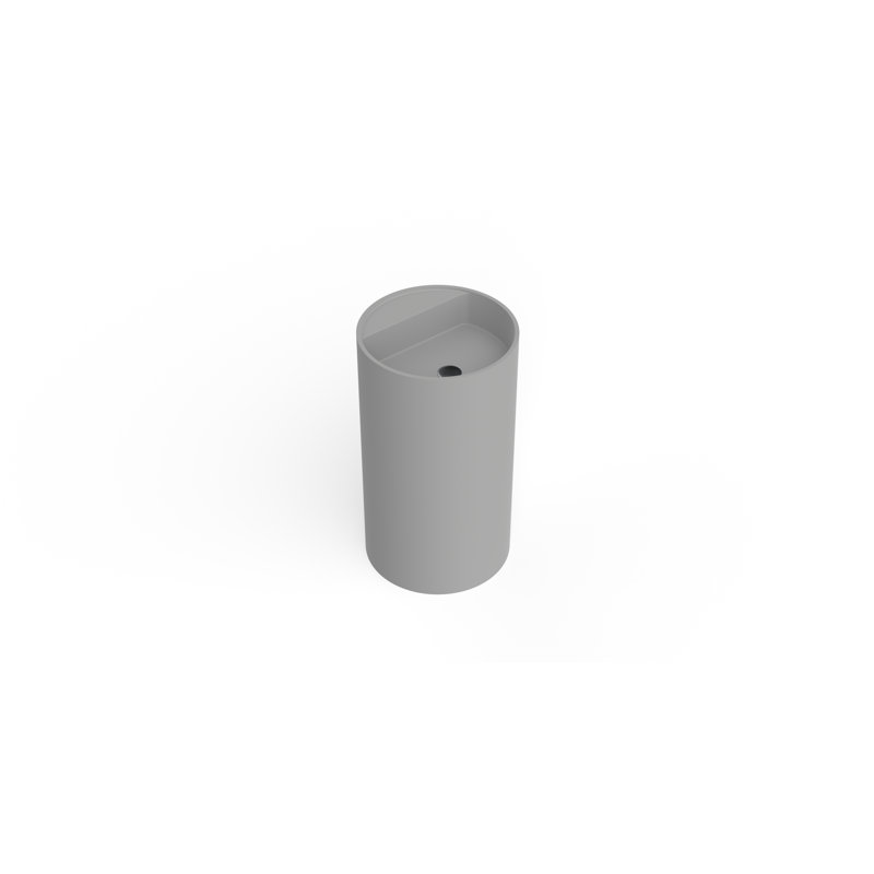 Badeloft Circular Stone Resin Freestanding Pedestal Bathroom Sink SB-03-A-MGRY in Matte Gray, Matte Gray