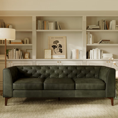 Peale 89'' Full-Grain Genuine Italian Leather Sofa