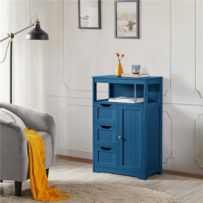 Brigit Free-Standing Bathroom Cabinet with Adjustable Shelf, 3 Drawers and a Niche