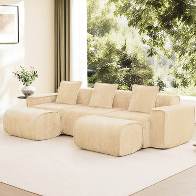 Canapé modulaire désossé en forme de U avec repose-pieds mobile