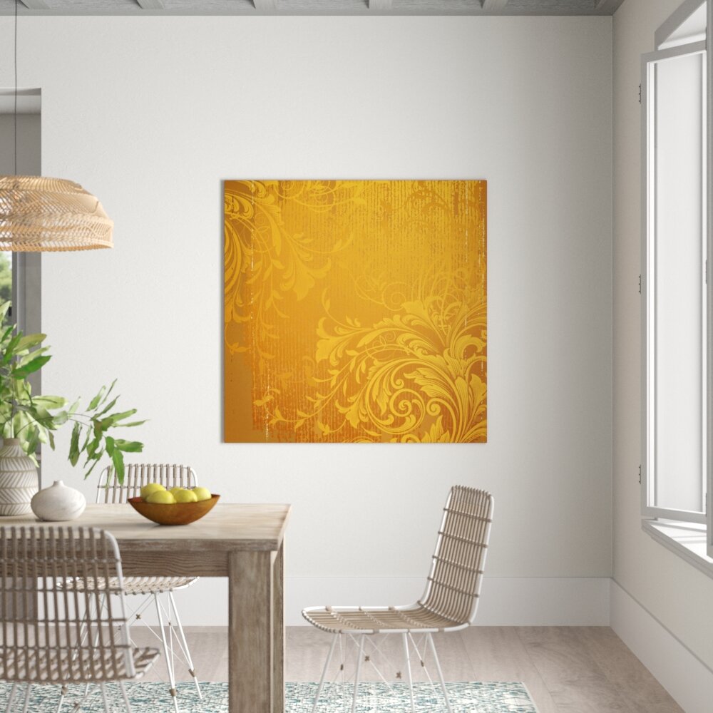 Leinwandbild - Grafikdruck „Golden Flora”