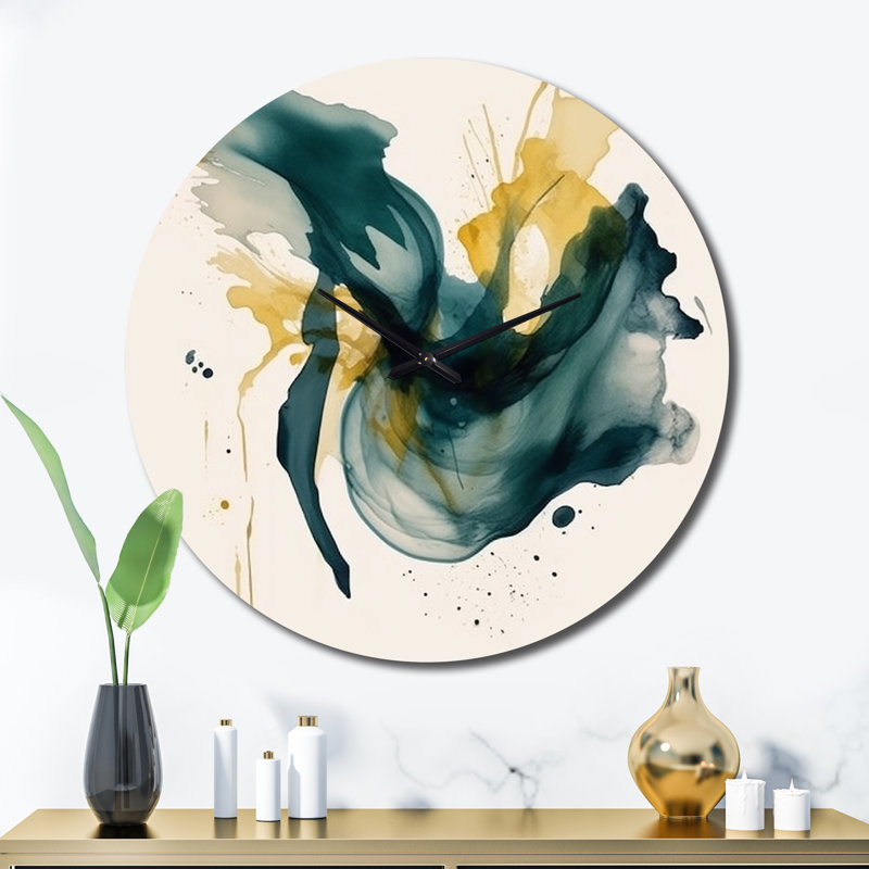 Horloge murale en métal foncé foncé et doré, Très grand