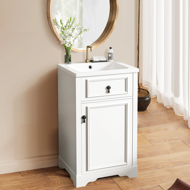 Meuble-lavabo moderne 20 "avec lavabo en céramique, Blanc