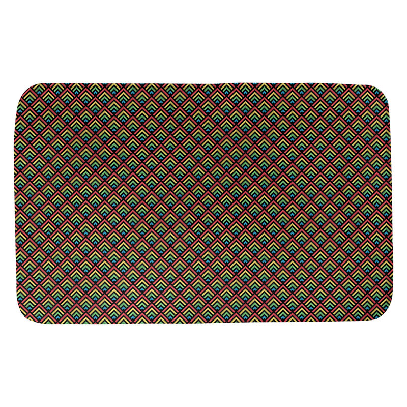 Tapis pour salle de bain dégradé Avicia, l 17 po x L 24 po, Rouge / Jaune