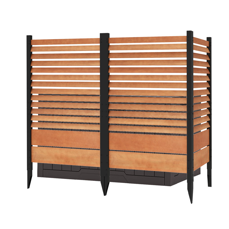 Clôture d'intimité à 1 panneau Balconera, écran d'intimité H 60 po x l 38 po, clôture de climatiseur en bois, Brown/Black