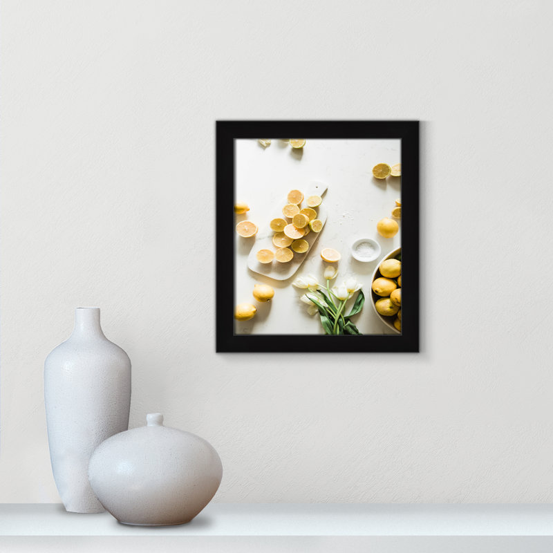 «Lemon Burst» par - Impression de cadre photo simple, Cadre noir, H 16 po x l 14 po x P 0,75 po
