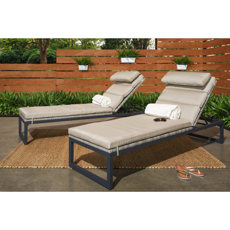 Milo Outdoor Chaise Lounge, Maxim Beige, Espresso