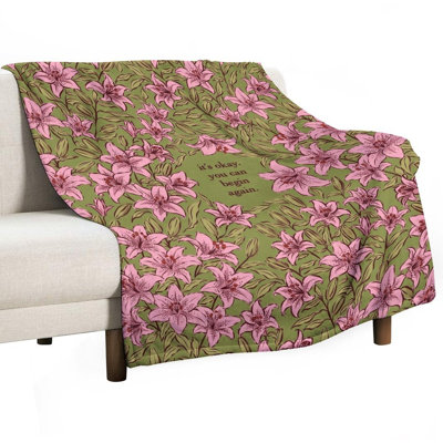 Flowers Luxury Flannel Throw Blanket, Soft Warm Fuzzy Blanket for Living Room Sofa Bed Home Decor