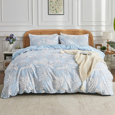 Ensemble de housse de couette pour très grand lit Gogreen, ensembles de literie pour très grand lit en microfibre douce et respirante, ensemble de housse de couette à motif très confortable avec fermeture à glissière (très grand)