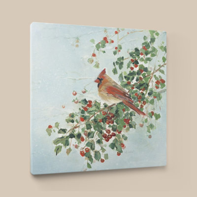 «Christmas Berry Cardinal II» par Sally Swatland, impression sur toile
