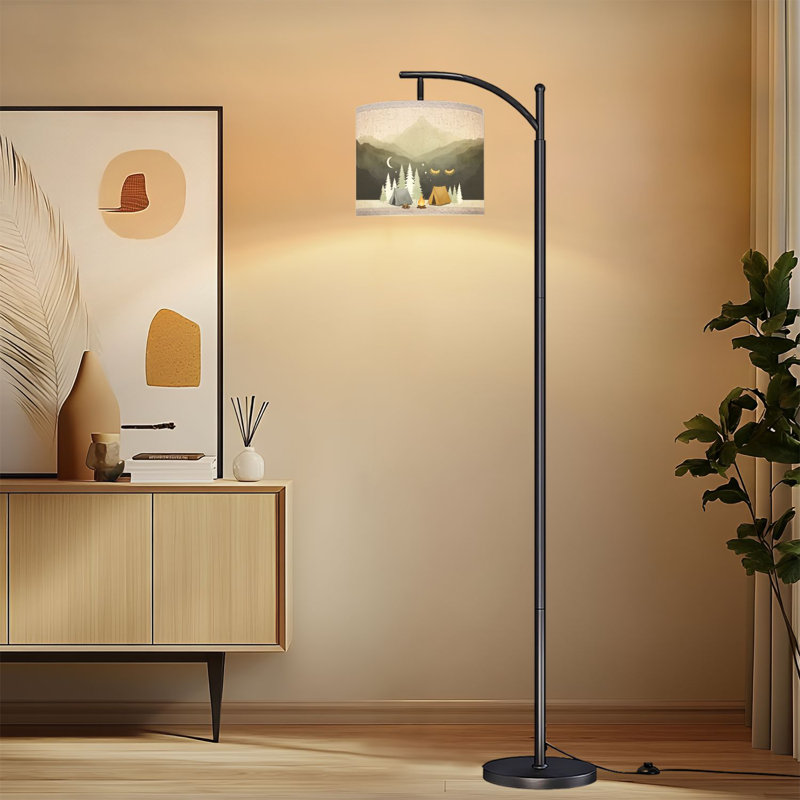 Lampe sur pied Arc Mountain Landscape Snowy Forest Night Sky
