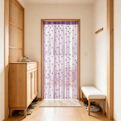 Rideau en fil de fer rose avec rideau en perles 39 x 79 pouces
