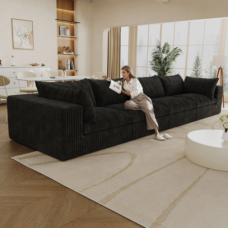 Canapé de 157,6 po Cloud, tissu en velours côtelé, sièges profonds, conception à deux couches, coussin amovible, sans assemblage, combinaison à faire soi-même pour le salon, la chambre à coucher, la salle de conférence, un appartement