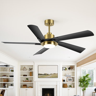60 Inch Ceiling Fan With Light And Remote, Large Ceiling Fan With Quiet Reversible Dc Motor, 6-Speeds, 5 Blades, Indoor/Outdoor Modern Ceiling Fans For Patios, Living Room, Garage