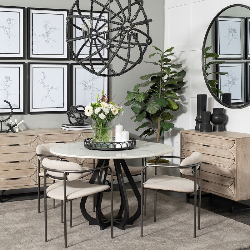 Belarus 18.25'' H Upholstered Metal Armchair, Beige, Gun Metal Gray