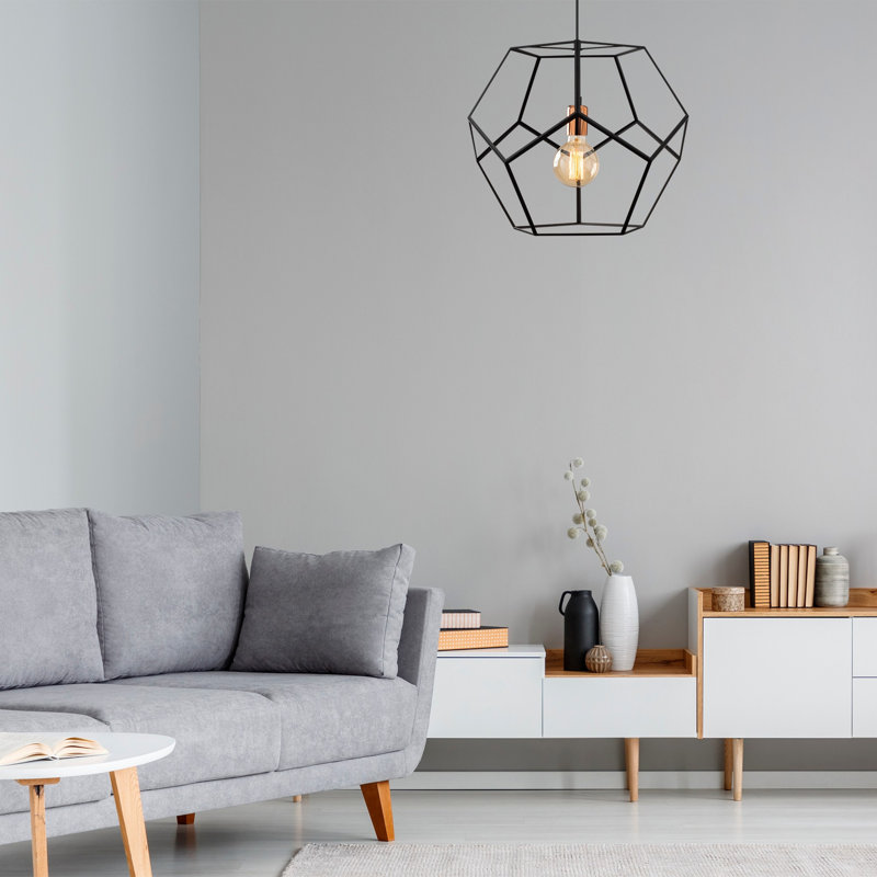 Lustre industriel moderne, structure en métal noir et bronze, 21,7 po de diamètre x 57,5 po de hauteur | Hauteur réglable, douille E27 (40 W maximum) | Parfait pour la salle à manger, le salon et le vestibule, design élégant et novateur