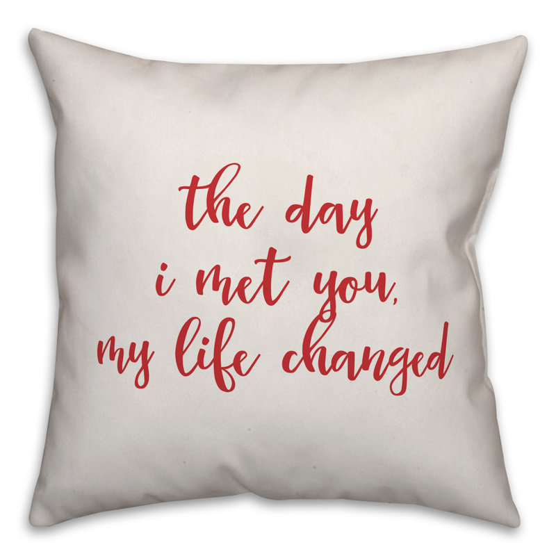  Coussin The Day I Met You My Life Changed, Blanc / rouge, Coussin décoratif