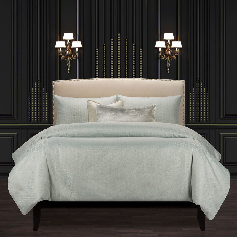 Star Attraction Cotton Blend Duvet Cover & Insert Set, Twin Duvet Cover + 1 Throw Pillows, Mist