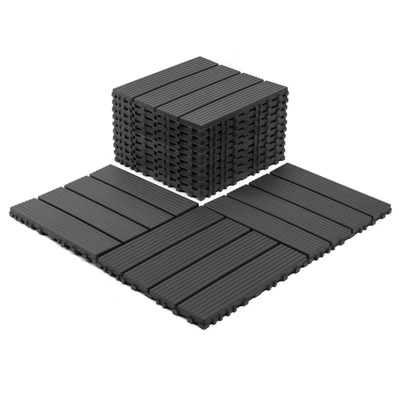 Dalles de terrasse emboîtables en plastique, Gris