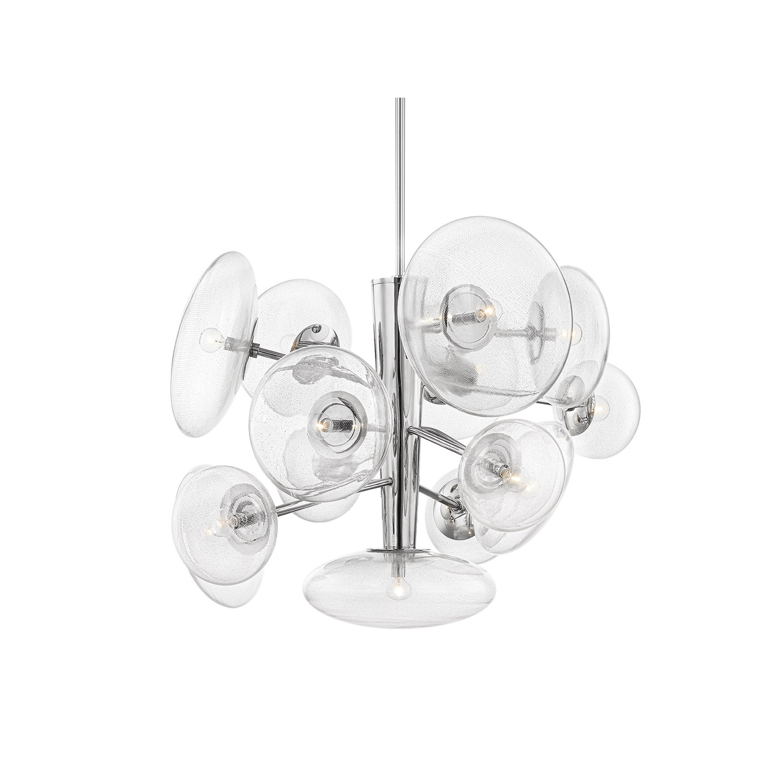 Jovi 14 Light Glass Pendant, Polished Nickel