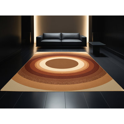 Tapis moelleux moelleux moderne et contemporain à motif abstrait de l'Action de grâce en brun - reliure brun clair