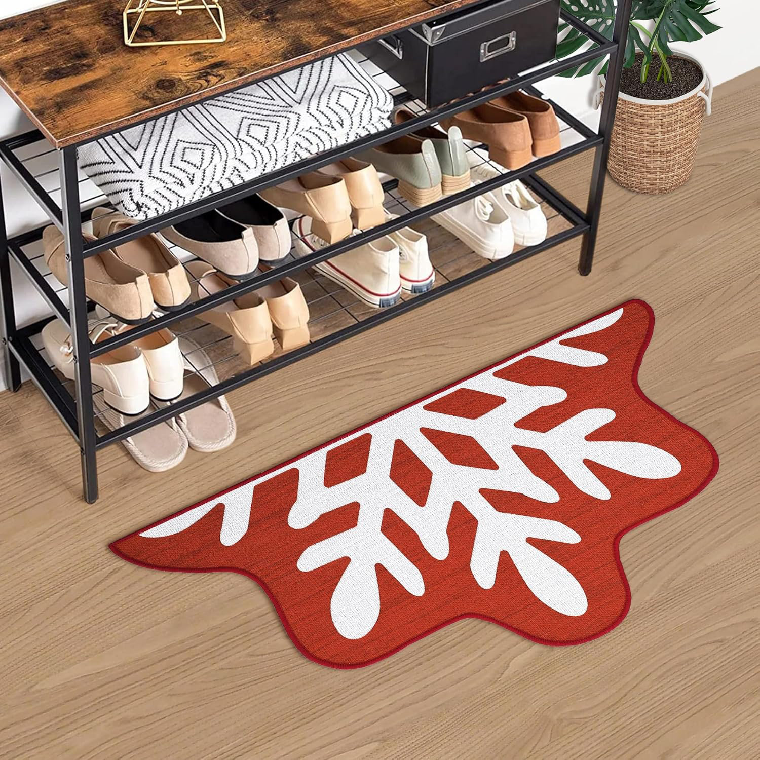 The Holiday Aisle® Christmas Door Mat Non Slip Doormats Snowflake ...