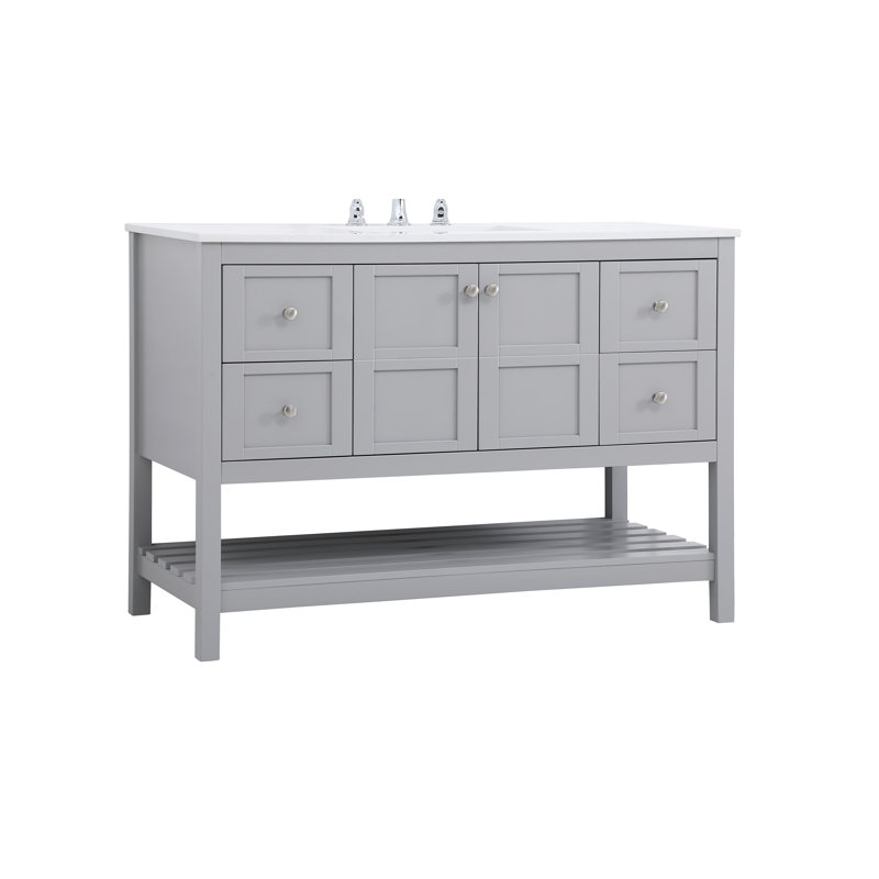 Krish 48'' Single Bathroom Vanity with Engineered Marble Top, Gray