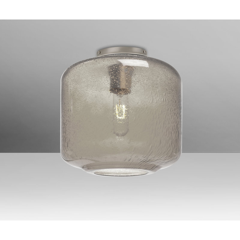 Plafonnier encastré cylindrique simple 9,5 po Spero, Nickel satiné, Fumée