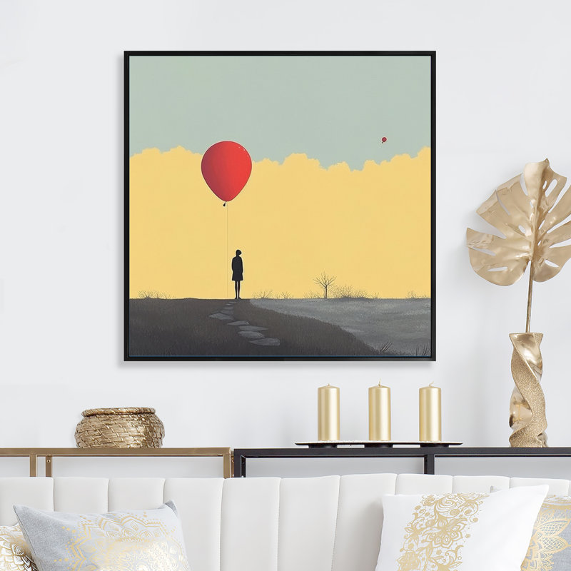 Minimalisme solidaire paysage I - reproduction sur toile, H 36 po x l 36 po x P 1,5 po, Cadre flottant noir
