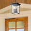 Lanterne suspendue d'extérieur - 3 lumières - Noir mat - Verre transparent
