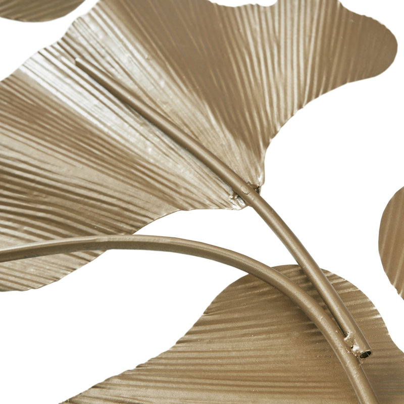 Gold Foil Metal Ginkgo Leaf Wall Sculpture