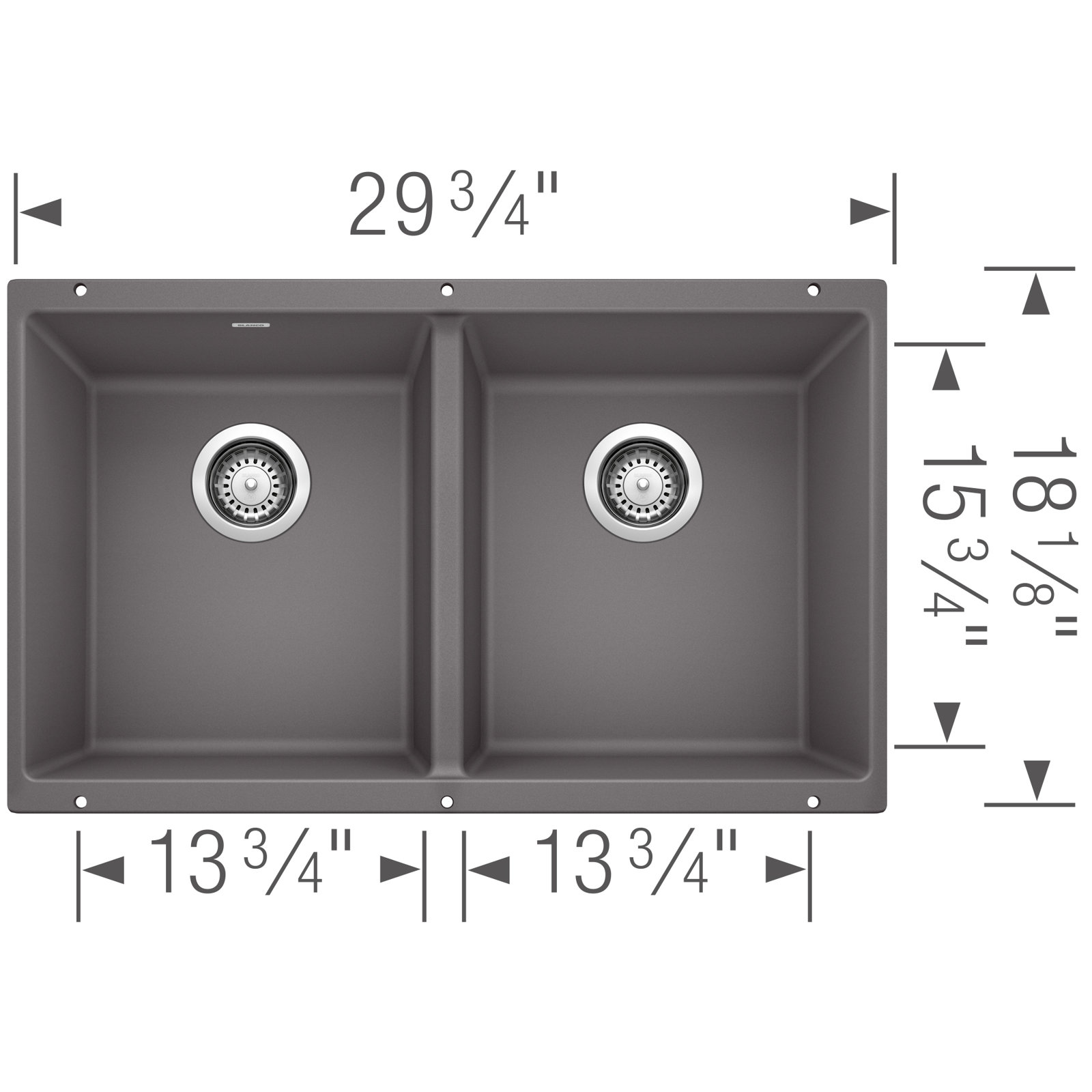Precis SILGRANIT 29" Double Bowl Kitchen Sink, Cinder