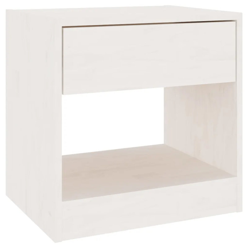 Giggetts 40cm W Solid Wood Bedside Table, White, 2