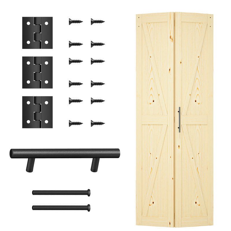  Porte de grange à panneaux en bois massif RoomTec sans trousses d'installation, Jaune, 30 po x 84 po