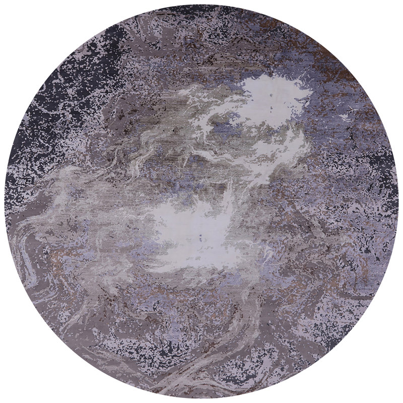 Tapis abstrait gris, Rond 7 pi