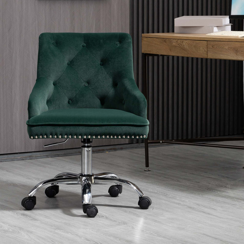 Tripp Velvet Office Chair, Dark Green