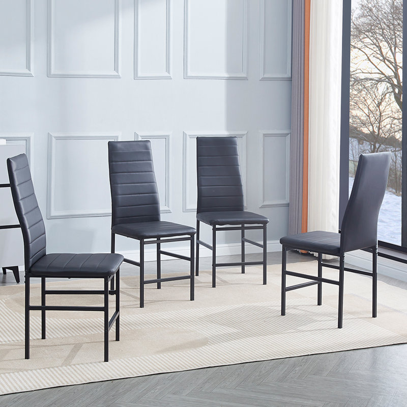 Aireona 45cm H Upholstered Metal Parsons Chair, Black, Black