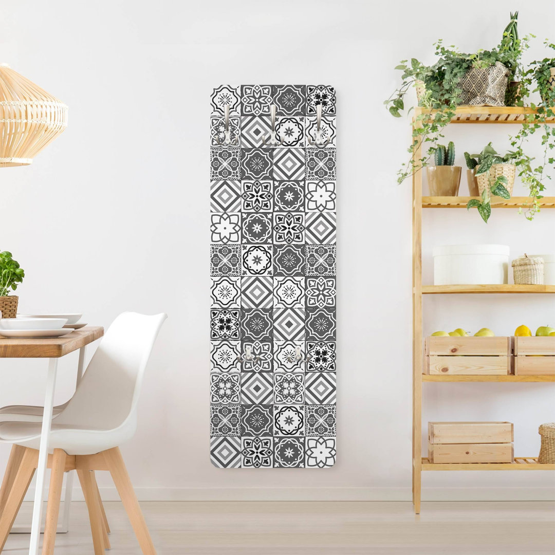 Mediterranean Tile Pattern Wall Mounted Coat Rack