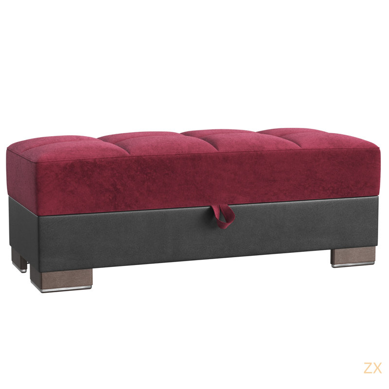 Repose-pieds avec rangement en microfibre Primenest Nimbusflow, Rouge profond