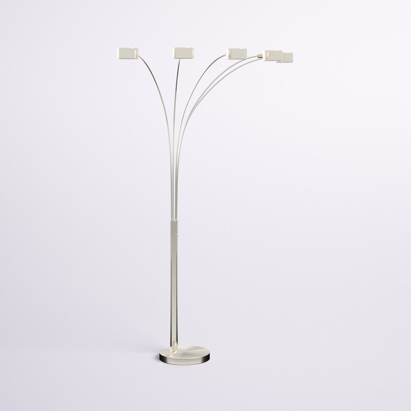 Artiva 88" Brushed Steel Adjustable Multi-Head Arc Floor Lamp